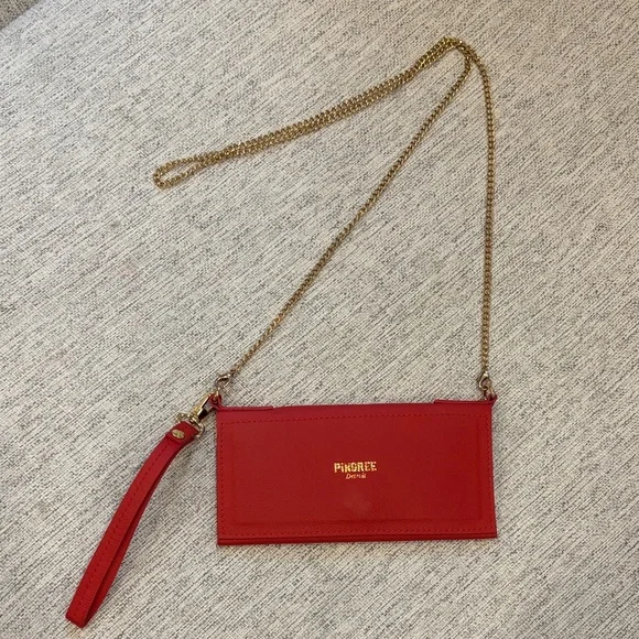 Pingree Red Clutch with Gold Chain - Picture 3 of 8